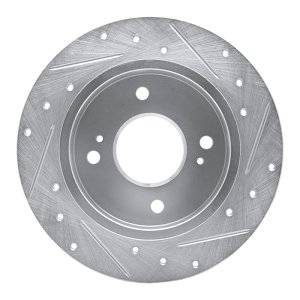 Infiniti G20 Brake Rotor (1) - Rear Left - R1 Concepts - Drilled & Slotted - Silver - `90-`06